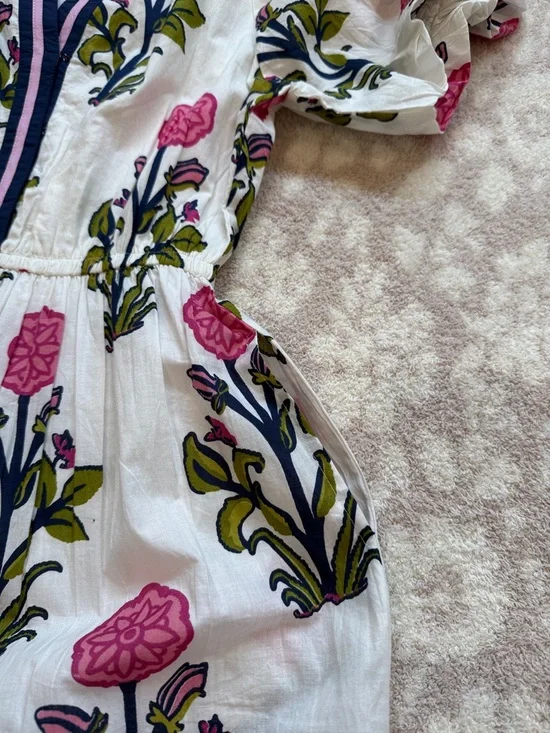 💙 NWT 💙 THML • White Floral Puff Sleeve Maxi Dress with Contrast Collar • Small - Picture 15 of 16